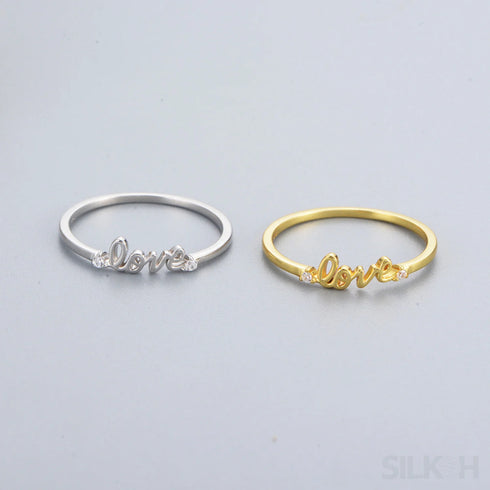 Letter Sterling Silver Stackable Love Ring Sue - Jewelry
