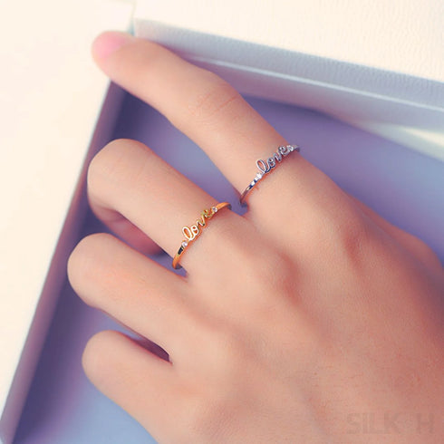 Letter Sterling Silver Stackable Love Ring Sue - Jewelry