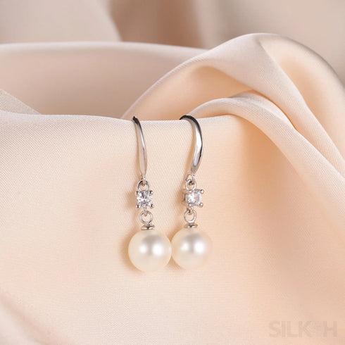 Long Shell Bead 925 Sterling Silver Pearl Earrings Adalyn