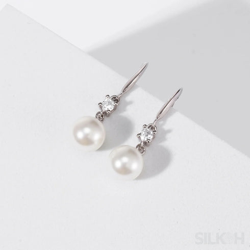 Long Shell Bead 925 Sterling Silver Pearl Earrings Adalyn