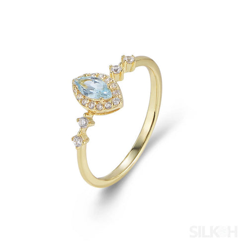 Marquise Sterling Silver Blue Topaz Ring Nia - Jewelry