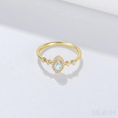 Marquise Sterling Silver Blue Topaz Ring Nia - Jewelry