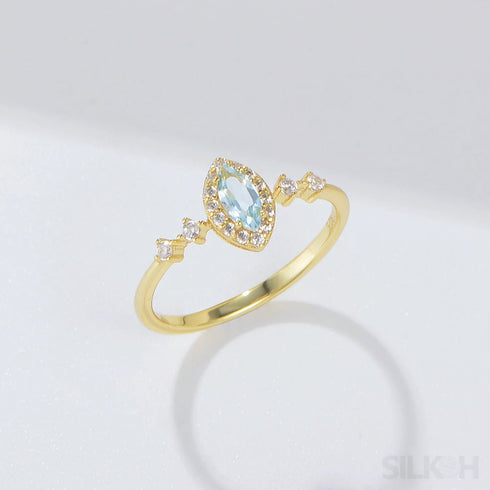 Marquise Sterling Silver Blue Topaz Ring Nia - Jewelry