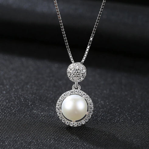 Micropaved Cubic Zirconia Sterling Silver Pearl Bridal