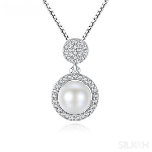 Micropaved Cubic Zirconia Sterling Silver Pearl Bridal