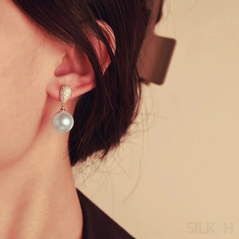 Micropaved Zircon Sterling Silver Pearl Stud Earrings Alina