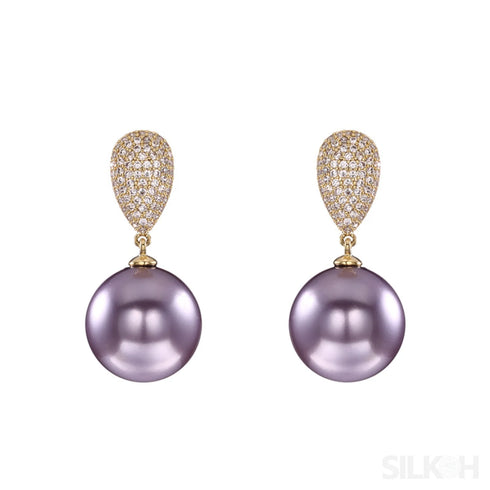 Micropaved Zircon Sterling Silver Pearl Stud Earrings Alina