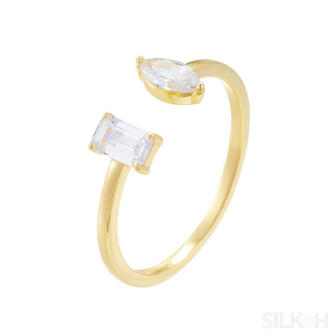 Open Sterling Silver Zircon Ring Luz - Jewelry