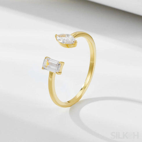 Open Sterling Silver Zircon Ring Luz - Jewelry