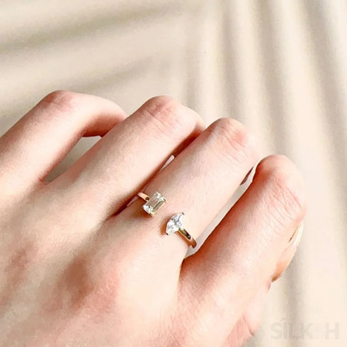 Open Sterling Silver Zircon Ring Luz - Jewelry