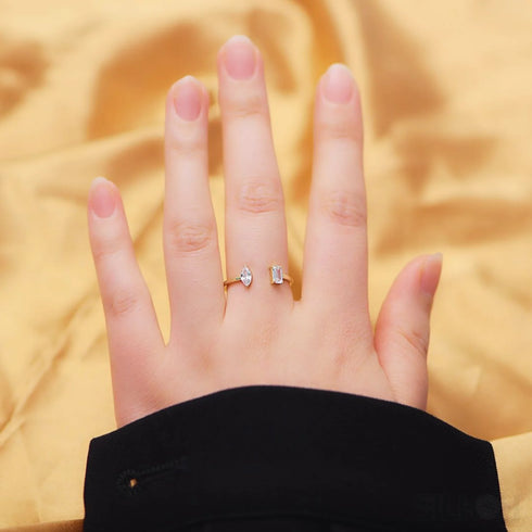 Open Sterling Silver Zircon Ring Luz - Jewelry