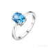 Oval Blue Topaz Sterling Silver Engagement Ring Una