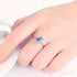 Oval Blue Topaz Sterling Silver Engagement Ring Una