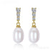 Oval Sterling Silver Freshwater Pearl Drop Bridal Earrings