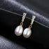 Oval Sterling Silver Freshwater Pearl Drop Bridal Earrings