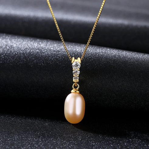 Oval Sterling Silver Freshwater Pearl Necklace Fay - Jewelry
