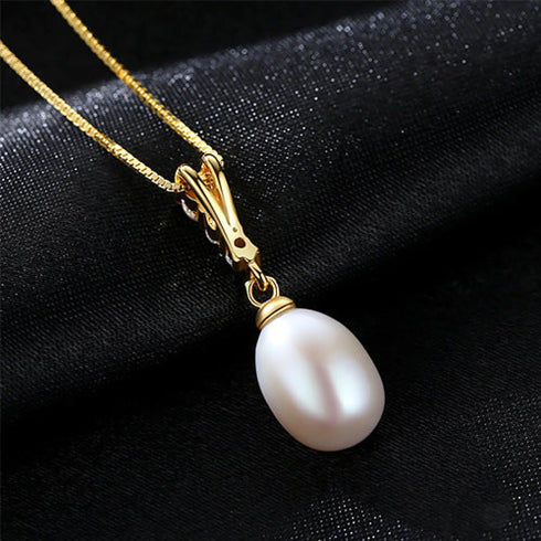Oval Sterling Silver Freshwater Pearl Necklace Fay - Jewelry