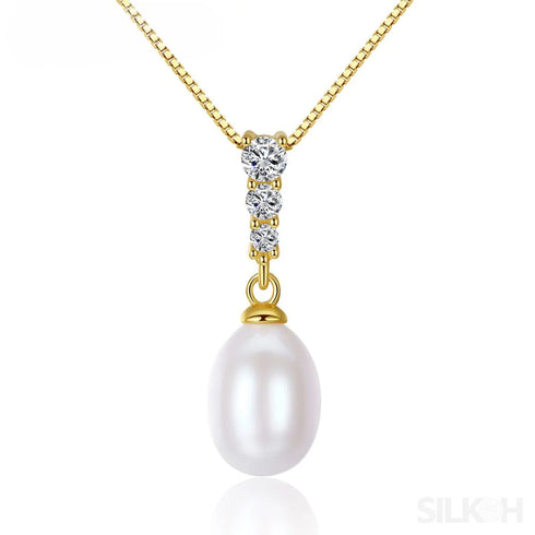 Oval Sterling Silver Freshwater Pearl Necklace Fay - Jewelry