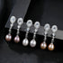Oval Sterling Silver Long Pearl Earrings for Brides