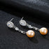 Oval Sterling Silver Long Pearl Earrings for Brides