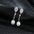 Oval Sterling Silver Long Pearl Earrings for Brides