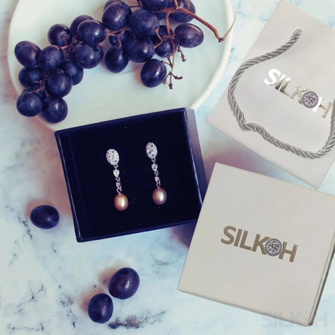 Oval Sterling Silver Long Pearl Earrings for Brides