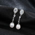 Oval Sterling Silver Long Pearl Earrings for Brides