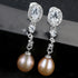 Oval Sterling Silver Long Pearl Earrings for Brides
