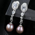 Oval Sterling Silver Long Pearl Earrings for Brides