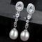 Oval Sterling Silver Long Pearl Earrings for Brides