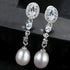 Oval Sterling Silver Long Pearl Earrings for Brides