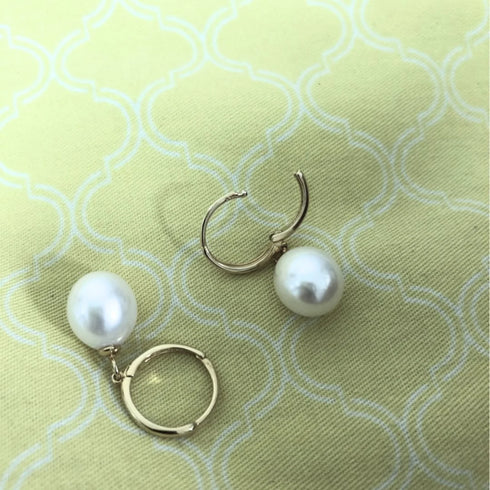 Oval Sterling Silver Pearl Hoop Earrings Ana - Jewelry