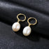 Oval Sterling Silver Pearl Hoop Earrings Ana - Jewelry
