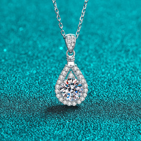 Pear Shaped 925 Sterling Silver Moissanite Necklace Ava