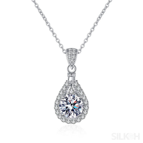 Pear Shaped 925 Sterling Silver Moissanite Necklace Ava