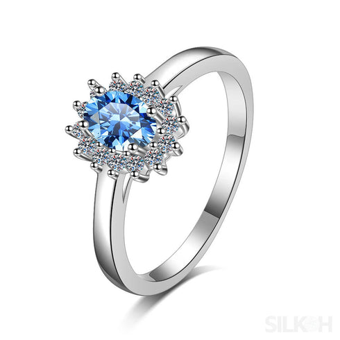Pigeon Egg Moissanite Blue Stone Engagement Ring Gia