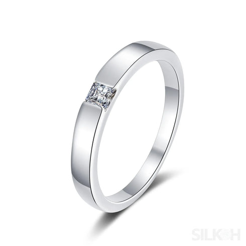 Platinum Plated Square Cut Promise Ring Lia