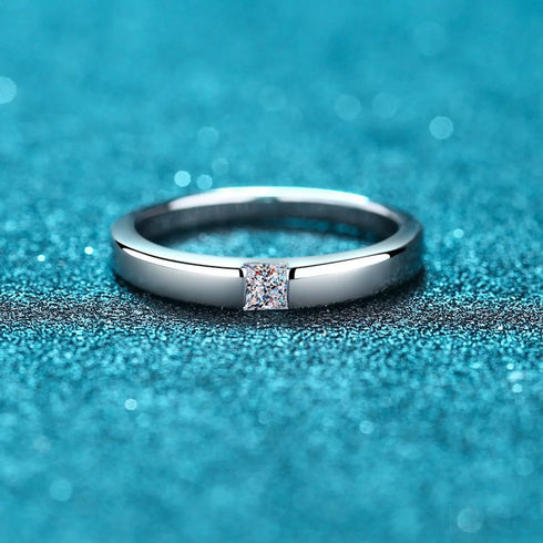 Platinum Plated Square Cut Promise Ring Lia