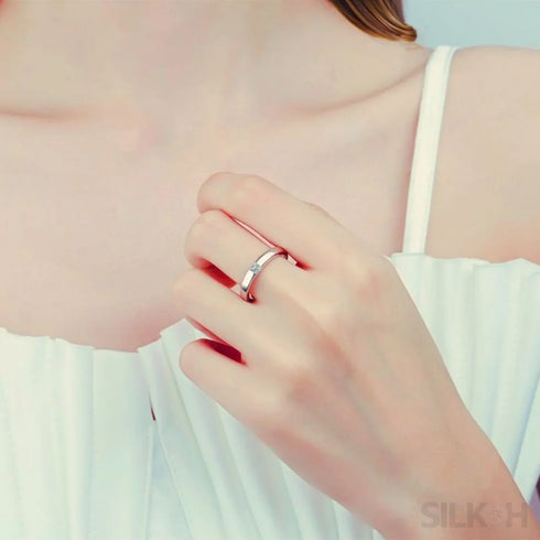 Platinum Plated Square Cut Promise Ring Lia