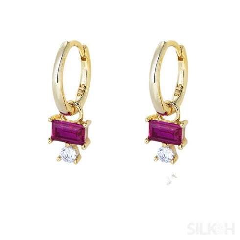 Purple Sterling Silver Cz Hoop Earrings Cia - Jewelry