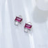 Purple Sterling Silver Cz Hoop Earrings Cia - Jewelry