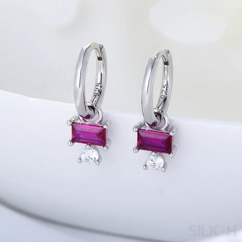Purple Sterling Silver Cz Hoop Earrings Cia - Jewelry