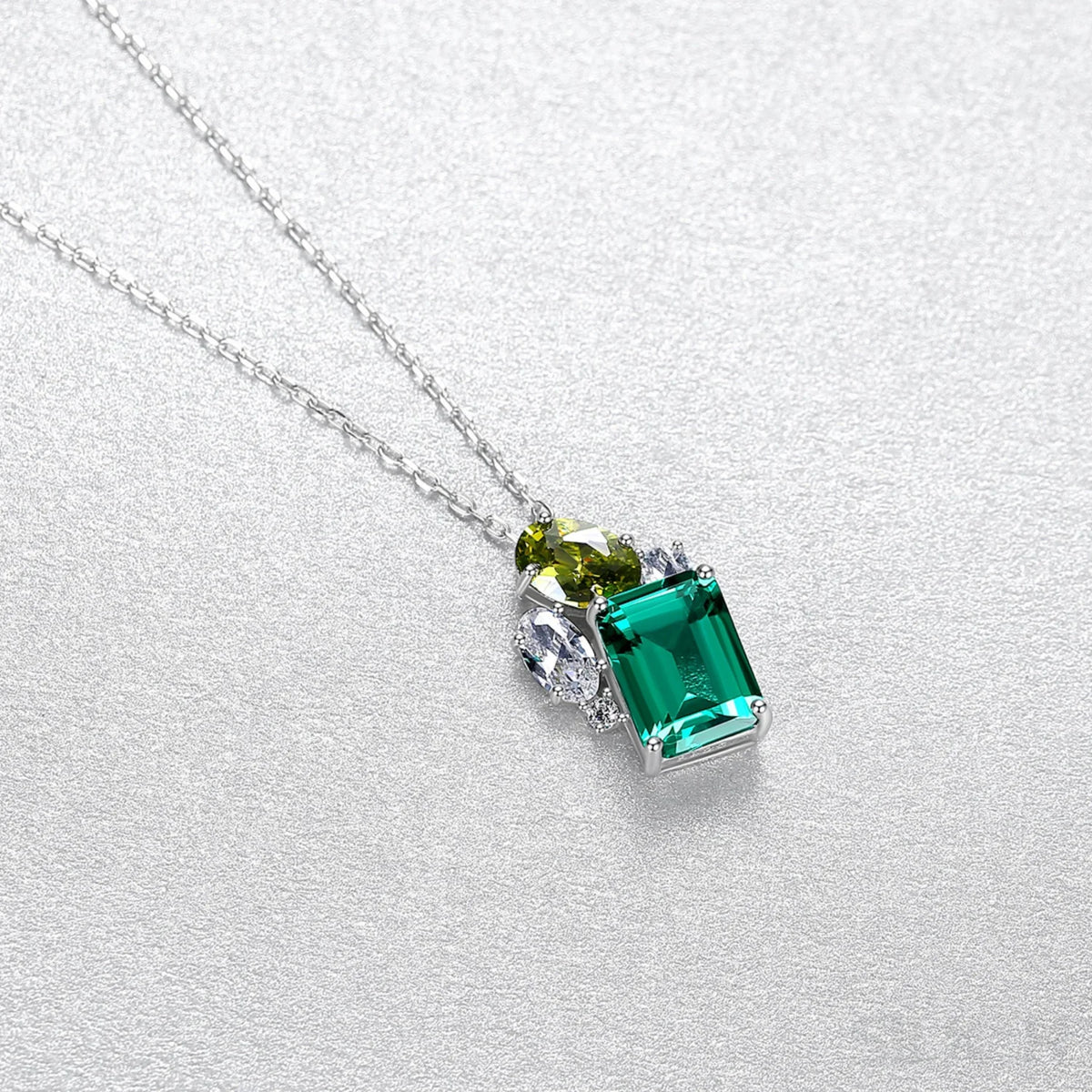 316L Emerald Grid Necklace - Synchro1996 Rectangular Cut Sterling