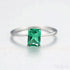 Rectangular Cut Sterling Silver Emerald Ring Athena