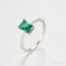 Rectangular Cut Sterling Silver Emerald Ring Athena