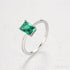 Rectangular Cut Sterling Silver Emerald Ring Athena