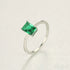 Rectangular Cut Sterling Silver Emerald Ring Athena