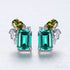 Rectangular Cut Sterling Silver Emerald Studs Earrings Anna