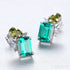Rectangular Cut Sterling Silver Emerald Studs Earrings Anna