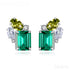 Rectangular Cut Sterling Silver Emerald Studs Earrings Anna